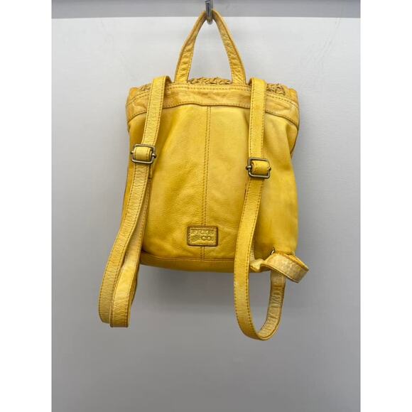 Frye & Co. Esme Leather Woven Flap Backpack in Mustard Yellow - Picture 6 of 9